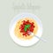 Spaghetti, Italian pasta design element for menu, poster