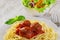 Spaghetti with meatballs sauce