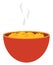Spaghetti in orange bowl, vector or color illustration
