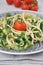 Spaghetti with Rucola and tomatoes