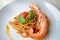 Spaghetti with scampi and tomato