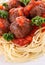 Spaghetti, tomato sauce and meat balls