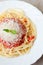 Spaghetti with tomatoe sauce and parmesan