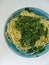 Spaghetti with wild garlic pesto