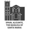 Spain, Alicante, The Basilica Of Santa Maria travel landmark vector illustration