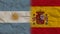 Spain and Argentina Flags Together, Crumpled Paper Effect 3D Illustration