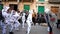 SPAIN, BARCELONA-13 APR 2019: Costumed children on streets of festive city. Art. Beautiful kid`s outfits and