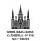 Spain, Barcelona, Cathedral Of The Holy Cross travel landmark vector illustration