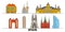 Spain, Barcelona flat landmarks vector illustration. Spain, Barcelona line city with famous travel sights, skyline