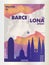 Spain Barcelona skyline city gradient vector poster