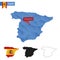 Spain blue Low Poly map with capital Madrid