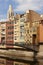 Spain. Catalonia. Girona. Onar colorful old houses facades.