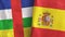 Spain and Central African Republic two flags textile cloth 3D rendering