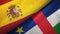 Spain and Central African Republic two flags textile fabric texture