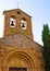 Spain, central rural agricultural area, Spanish colonial church, twin bell towers,