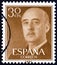 SPAIN - CIRCA 1955: A stamp printed in Spain shows a portrait of Francisco Franco, circa 1955.