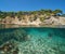 Spain coast with fish sand and rocks underwater