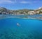 Spain coastline and jellyfish underwater sea