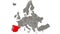 Spain country blinking red highlighted in map of Europe
