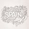 Spain country hand lettering and doodles elements