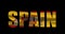 Spain country name on transparent background. Word animation with waving national flag