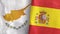 Spain and Cyprus two flags textile cloth 3D rendering