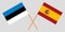 Spain and Estonia. The Spanish and Estonian flags. Official colors. Correct proportion. Vector
