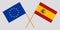 Spain and European Union. The Spanish and Europe flags. Official proportion. Correct colors. Vector