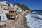 Spain fishermen houses along the coast in Palamos