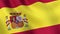 Spain flag with emblem, waving in the wind, animated