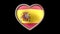 Spain flag heart isolated on black luma matte. Patriotism