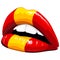 Spain Flag Lipstick on Sensual Lips