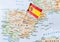 Spain flag on map