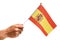 Spain flag small in hand isolate