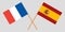 Spain and France. The Spanish and French flags. Official proportion. Correct colors. Vector