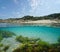 Spain Galicia beach coastline over under water