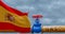 Spain gas, valve on the main gas pipeline Spain, Pipeline with flag Spain, Pipes of gas from Spain, 3D work and 3D image
