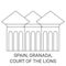 Spain, Granada, Court Of The Lions travel landmark vector illustration