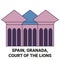 Spain, Granada, Court Of The Lions travel landmark vector illustration