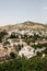 Spain. Granada. View of town on blue sky background, vertical view.