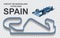 Spain grand prix race track for Formula 1 or F1. Detailed racetrack or national circuit