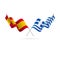 Spain and Greece flags. Crossed flags. Vector illustration.