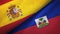 Spain and Haiti two flags textile cloth, fabric texture