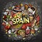 Spain hand drawn cartoon doodle illustration. Funny Spanish design