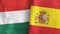 Spain and Hungary two flags textile cloth 3D rendering