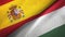 Spain and Hungary two flags textile cloth, fabric texture
