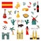 Spain icons set. Spanish traditional symbols