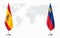 Spain and Liechtenstein flags for official meeting