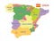 Spain Map. Colorful political Spain map with regions and main cities