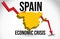 Spain Map Financial Crisis Economic Collapse Market Crash Global Meltdown Vector